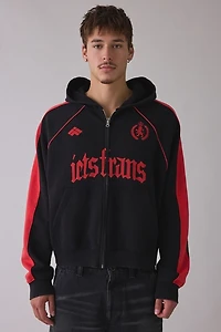 iets frans… Gothic Logo Paneled Full Zip Hoodie Sweatshirt