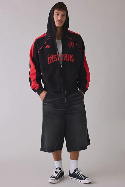 iets frans… Gothic Logo Paneled Full Zip Hoodie Sweatshirt