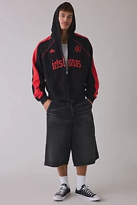 iets frans… Gothic Logo Paneled Full Zip Hoodie Sweatshirt