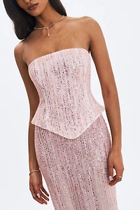 Miss Circle Tosca Beaded Gradient Strapless Maxi Dress