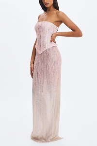 Miss Circle Tosca Beaded Gradient Strapless Maxi Dress