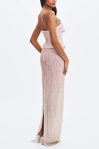 Miss Circle Tosca Beaded Gradient Strapless Maxi Dress