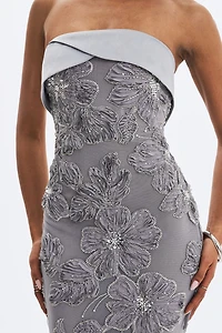 Miss Circle Raphaela Beaded Floral Strapless Mermaid Maxi Dress