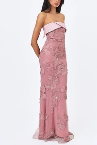Miss Circle Raphaela Beaded Floral Strapless Mermaid Maxi Dress