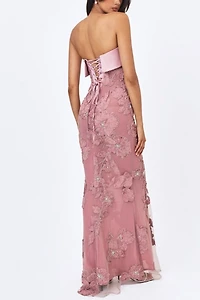 Miss Circle Raphaela Beaded Floral Strapless Mermaid Maxi Dress