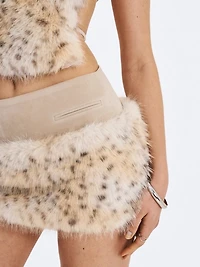 Miss Circle Sariah Low-Waisted Faux Fur Suede Mini Skirt