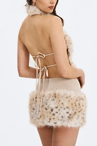 Miss Circle Sariah Low-Waisted Faux Fur Suede Mini Skirt