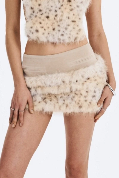 Miss Circle Sariah Low-Waisted Faux Fur Suede Mini Skirt