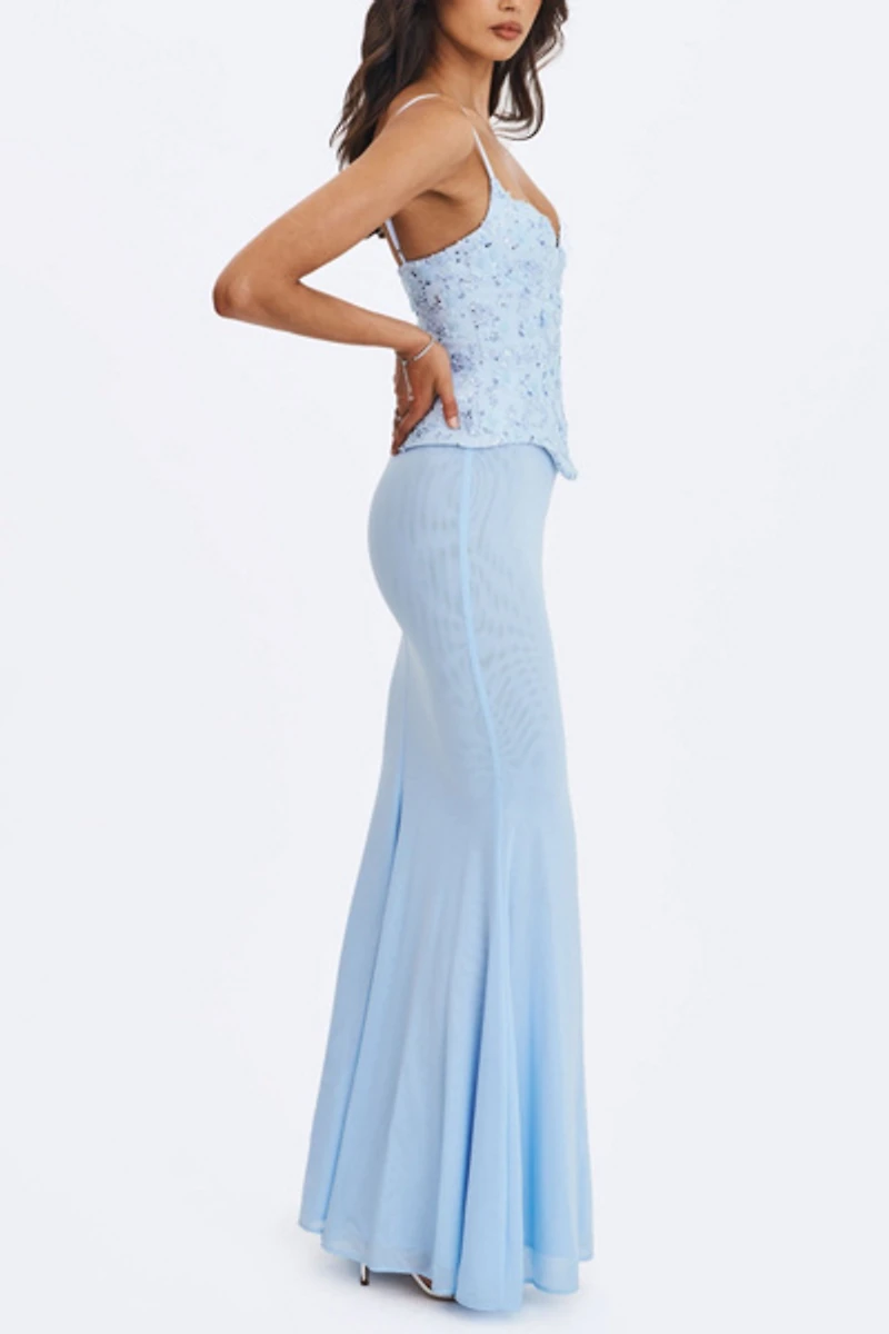 Miss Circle Aurielle Sweetheart Mermaid Peplum Maxi Dress