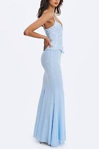 Miss Circle Aurielle Sweetheart Mermaid Peplum Maxi Dress