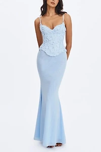 Miss Circle Aurielle Sweetheart Mermaid Peplum Maxi Dress