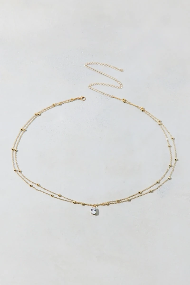 Dew Drop Rhinestone Layered Belly Chain
