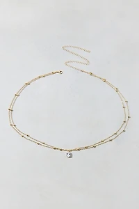 Dew Drop Rhinestone Layered Belly Chain