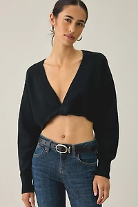 BDG Julia Twist Plunging V-Neck Cropped Sweater