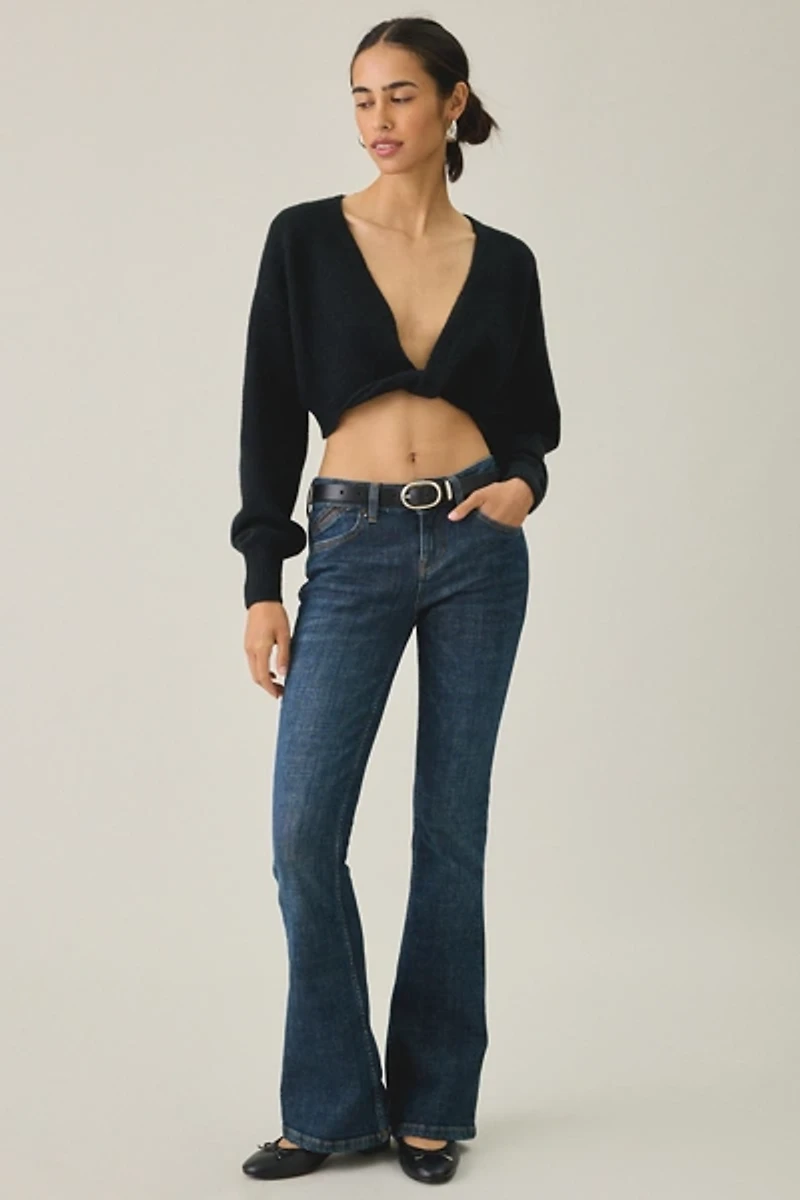 BDG Julia Twist Plunging V-Neck Cropped Sweater
