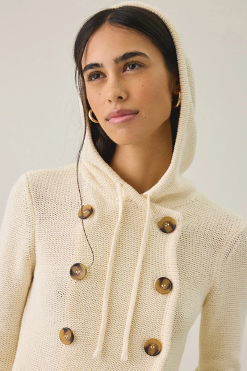 BDG Off Campus Double Breasted Hooded Cardigan