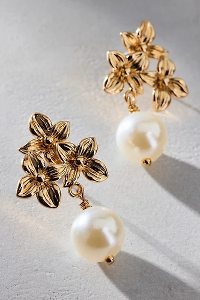 Floral Bouquet Pearl Drop Earrings