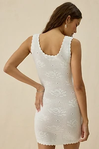 Frankies Bikinis Cameron White Rose Crochet Mini Dress