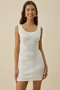 Frankies Bikinis Cameron White Rose Crochet Mini Dress