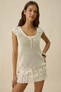 Frankies Bikinis Moss Sand Dollar Crochet Mini Dress