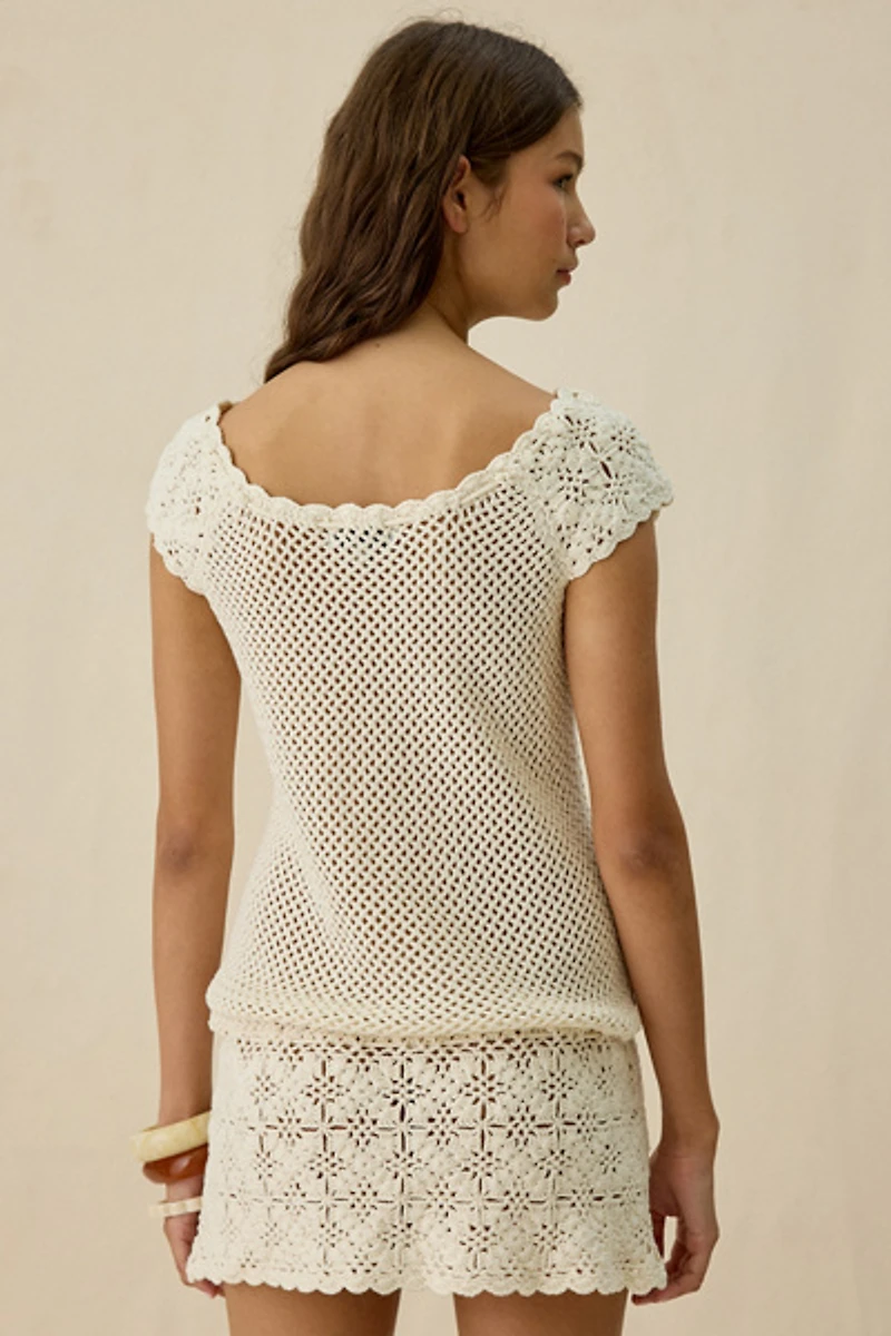 Frankies Bikinis Moss Sand Dollar Crochet Mini Dress