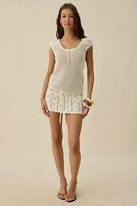 Frankies Bikinis Moss Sand Dollar Crochet Mini Dress