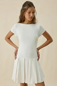 Kiss The Sky Mietta Tie-Back Bow Boatneck Mini Dress