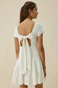 Kiss The Sky Mietta Tie-Back Bow Boatneck Mini Dress