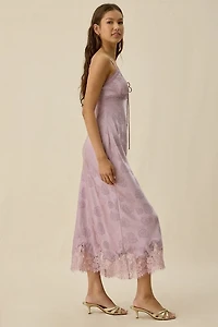 Kiss The Sky Willa Jacquard Satin Lace Trim Slip Maxi Dress