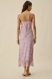 Kiss The Sky Willa Jacquard Satin Lace Trim Slip Maxi Dress