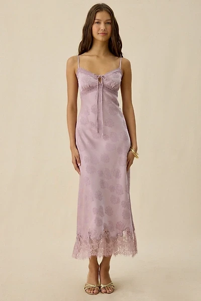Kiss The Sky Willa Jacquard Satin Lace Trim Slip Maxi Dress