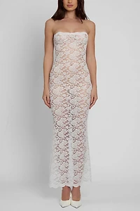 LEAU Soleil Scalloped Lace Midi Dress