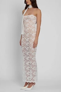 LEAU Soleil Scalloped Lace Midi Dress