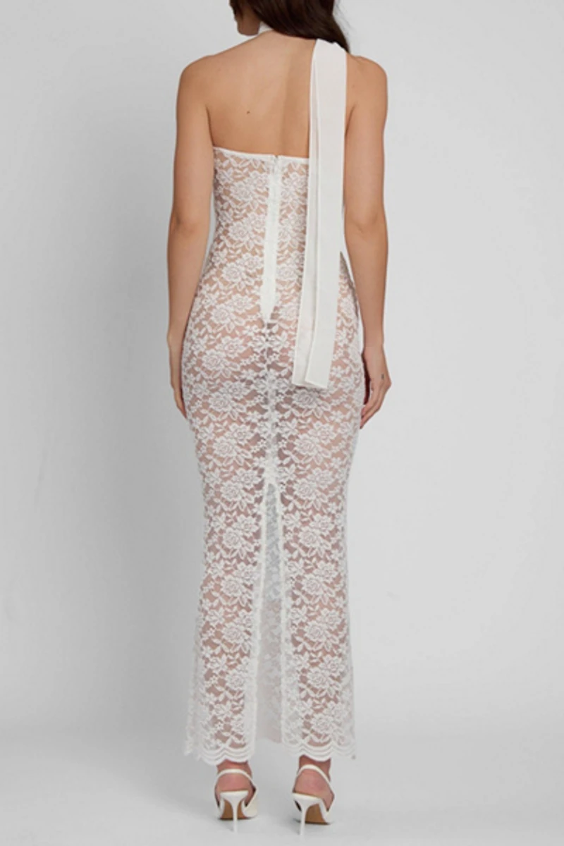 LEAU Soleil Scalloped Lace Midi Dress