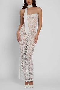 LEAU Soleil Scalloped Lace Midi Dress