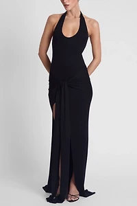 LEAU Heaven Halter Jersey Knot Maxi Dress