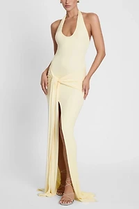 LEAU Heaven Halter Jersey Knot Maxi Dress