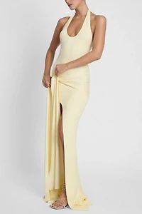 LEAU Heaven Halter Jersey Knot Maxi Dress