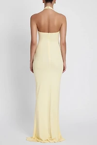 LEAU Heaven Halter Jersey Knot Maxi Dress