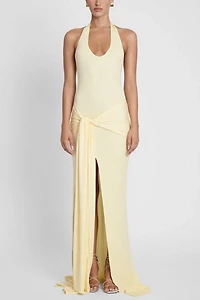 LEAU Heaven Halter Jersey Knot Maxi Dress