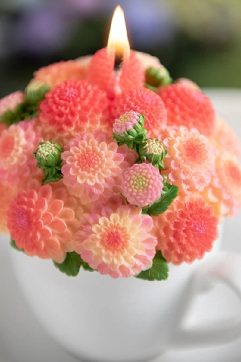 Southlake Gifts Dahlia Flower Teacup Candle