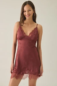 Kiss The Sky Persia Jacquard Satin Lace Trim Mini Dress