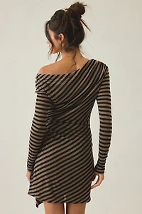 Kiss The Sky Finn Asymmetric Long Sleeve Off-The-Shoulder Mini Dress