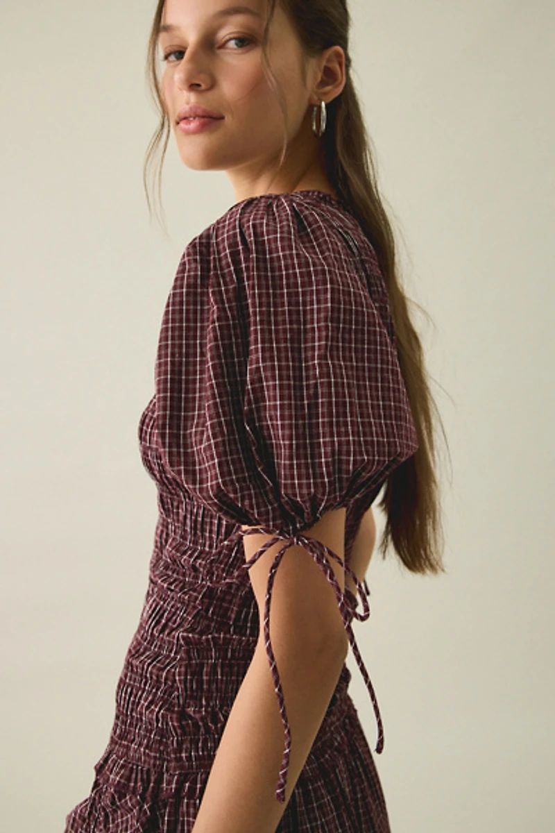 Kiss The Sky Hope Shirred Short Sleeve Maxi Dress