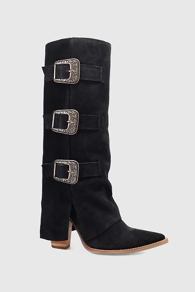 Dingo Buckle Bunny Suede Foldover Cowboy Boot
