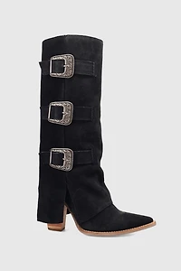Dingo Buckle Bunny Suede Foldover Cowboy Boot