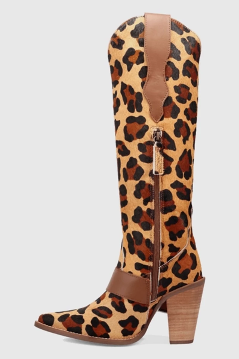 Dingo Spur Crazy Buckled Leather Cowboy Boot