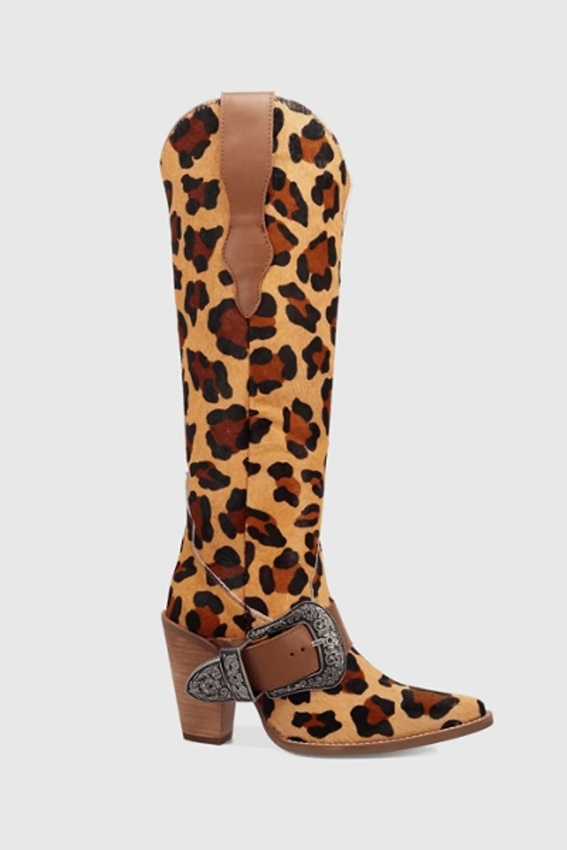 Dingo Spur Crazy Buckled Leather Cowboy Boot