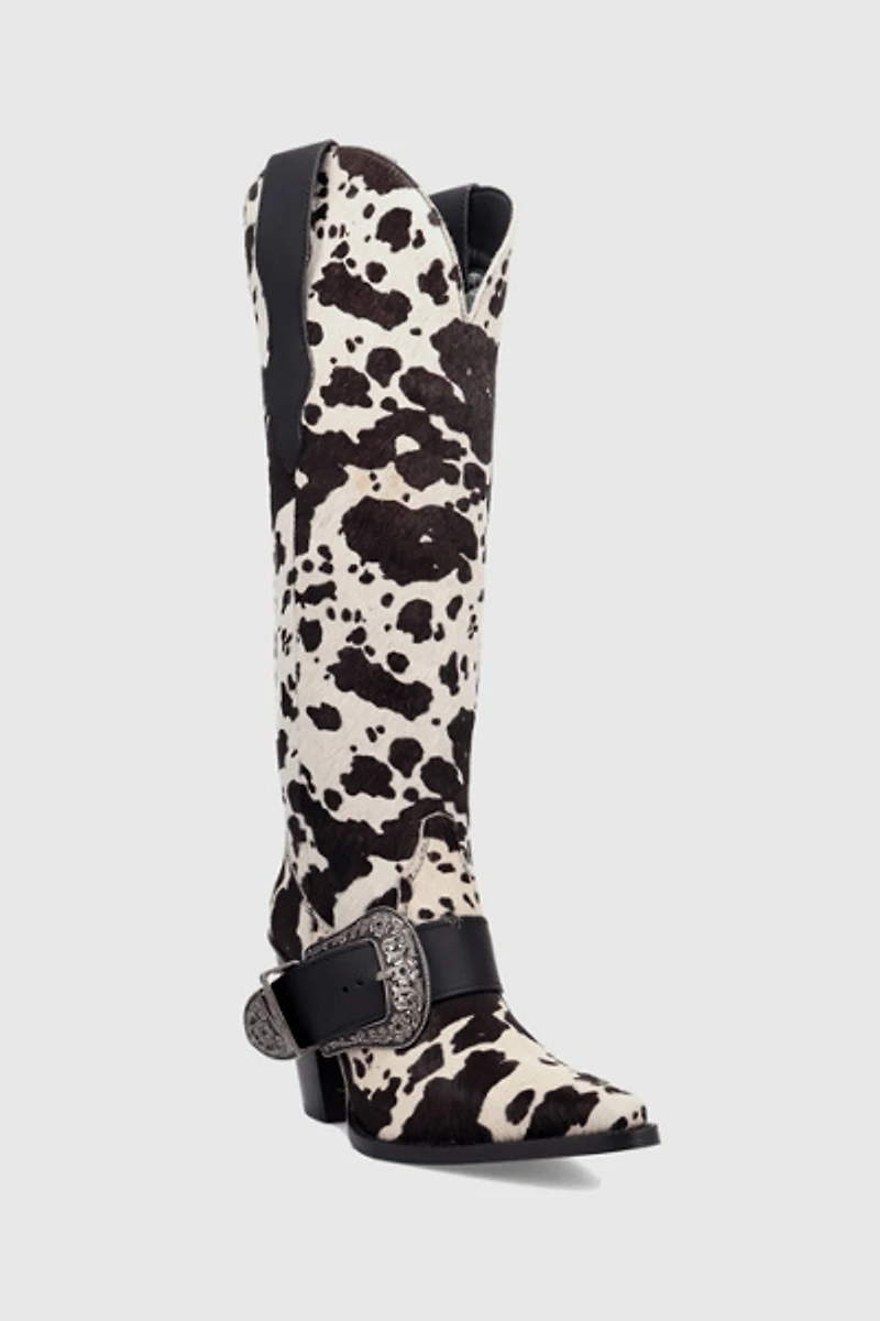 Dingo Spur Crazy Buckled Leather Cowboy Boot