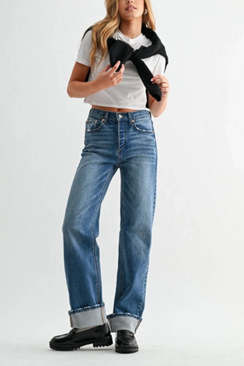 Jemina The Cuffed Wide Leg Jean